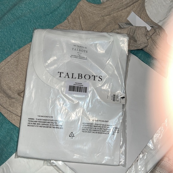 Talbots size MP petite med white Pima cotton tee elbow sleeves new 🌻NWTS - Picture 2 of 3